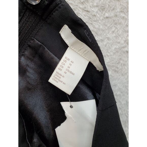H&M Mini Skirt Women 14 Black Sequin Metallic Embroidered Beaded Sequin Back Zip - Picture 6 of 7